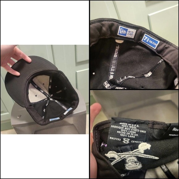 VTG 90s New Era 59Fifty Pittsburgh Pirates 3 Triple Skulls USA Hat Cap Lot 7 3/8 - Picture 6 of 12